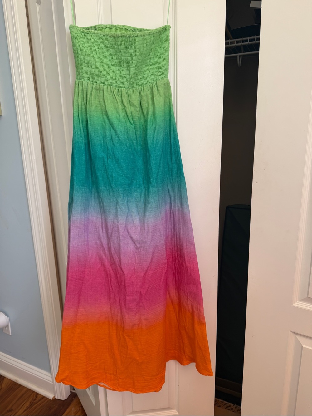 Beach Riot Size S Ombre Strapless Maxi Dress - Green, Teal, Pink, Orange